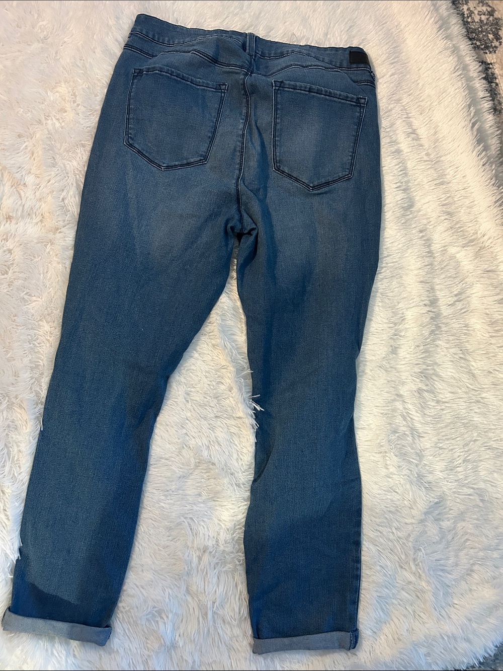 Classic Distressed Womens Jeans - Blue - Picture 2 of 3